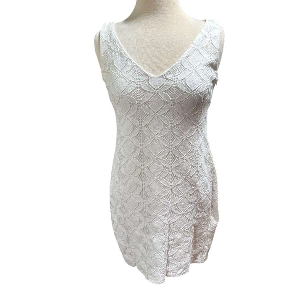 Banana Republic White Lace V-Neck Sleeveless Shift Dress Petite 10P‎ #455